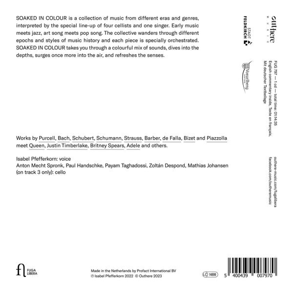 Isabel Pfefferkorn, Cello Quartet : Soaked In Colour: From Purcell To Queen (CD)