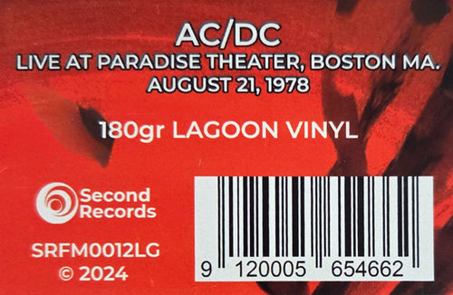 AC/DC : Live At Paradise Theater, Boston MA. (1978 August 21) (LP, Ltd, Num, Unofficial, Lag)