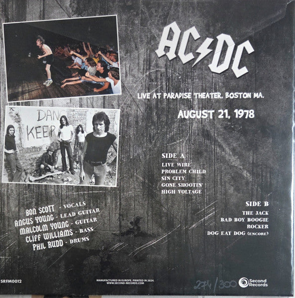 AC/DC : Live At Paradise Theater, Boston MA. (1978 August 21) (LP, Ltd, Num, Unofficial, Lag)