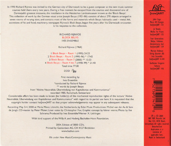 Richard Rijnvos • Ives Ensemble : Block Beuys (CD, Album)