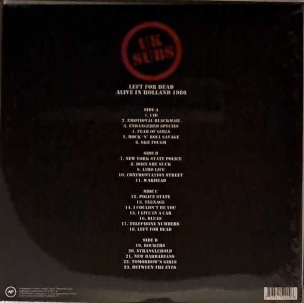UK Subs : Left For Dead Alive In Holland 1986 (LP, Album)