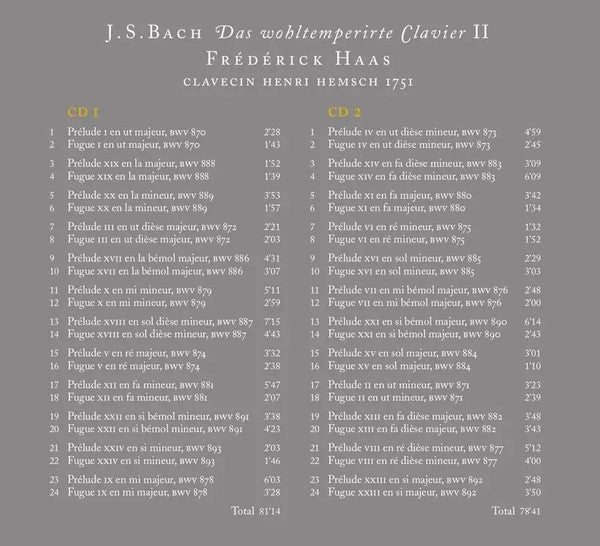 Johann Sebastian Bach, Frédérick Haas : Das Wohltemperirte Clavier II (2xCD, Album)