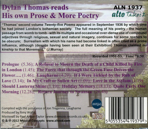 Dylan Thomas : Dylan Thomas Reads His Prose & More Poetry (CD)