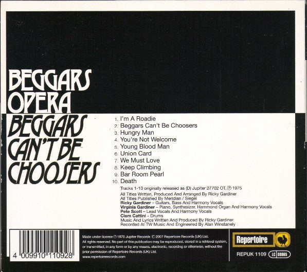 Beggars Opera : Beggars Can't Be Choosers (CD, Album, RE, Dig)