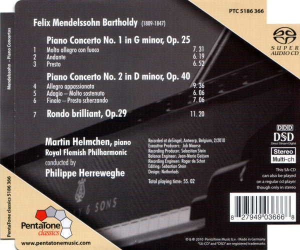 Felix Mendelssohn-Bartholdy - Martin Helmchen, Royal Flemish Philharmonic, Philippe Herreweghe : The Piano Concertos / Rondo Brilliant, Op. 29 (SACD, Hybrid, Multichannel)