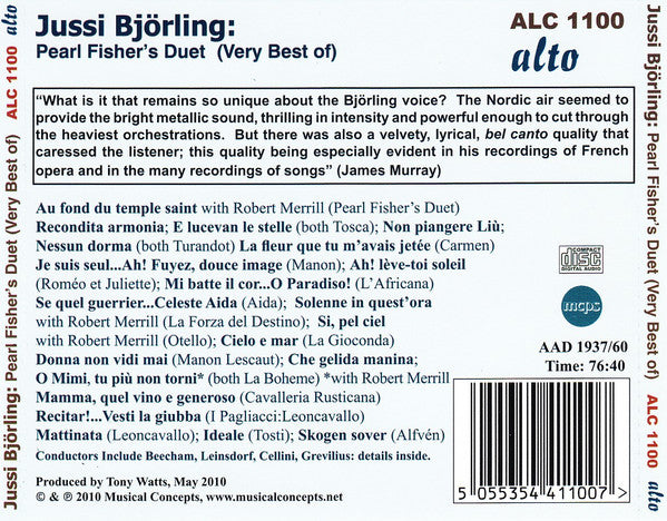 Jussi Björling : Pearl Fishers' Duet (Very Best Of) (CD)