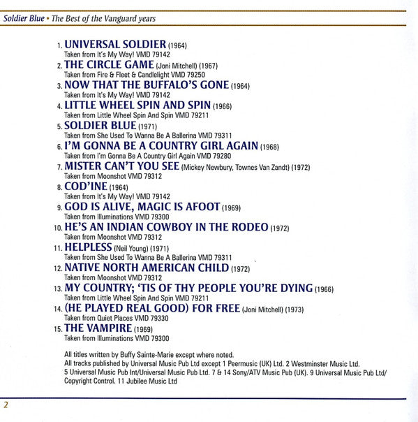 Buffy Sainte-Marie : Soldier Blue - The Best Of The Vanguard Years (CD, Comp)