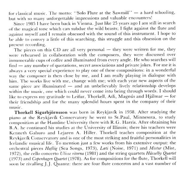Manuela Wiesler : To Manuela (Icelandic Solo Flute Music Written For Manuela Wiesler by Þorkell Sigurbjörnsson, Atli Heimir Sveinsson, Leifur Þórarinsson, Hjálmar Helgi Ragnarsson and Magnús Blöndal Johansson) (CD, Album)