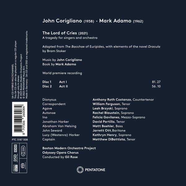 John Corigliano, Mark Adamo, Boston Modern Orchestra Project, Gil Rose : The Lord Of Cries (2xSACD, Hybrid, Multichannel)