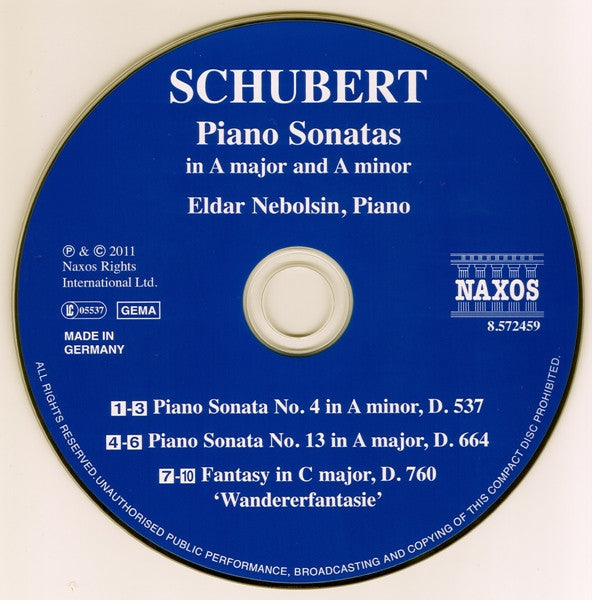 Franz Schubert, Eldar Nebolsin : Piano Sonatas Nos. 4 And 13 • Wanderer Fantasy (CD, Album)
