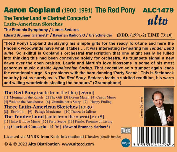 Aaron Copland, James Sedares, The Phoenix Symphony, Eduard Brunner, Symphonie-Orchester Des Bayerischen Rundfunks, Urs Schneider : The Red Pony, Clarinet Concerto, Tender Land, Latin American Sketches (CD, Comp)