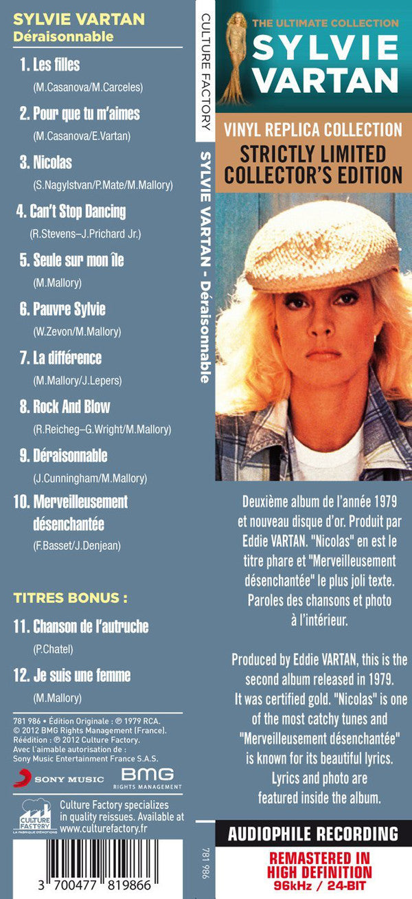Sylvie Vartan : Déraisonnable (CD, Album, Ltd, RE, RM, Vin)