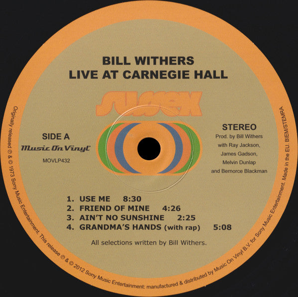 Bill Withers : Bill Withers Live At Carnegie Hall (2xLP, Album, RE, 180)