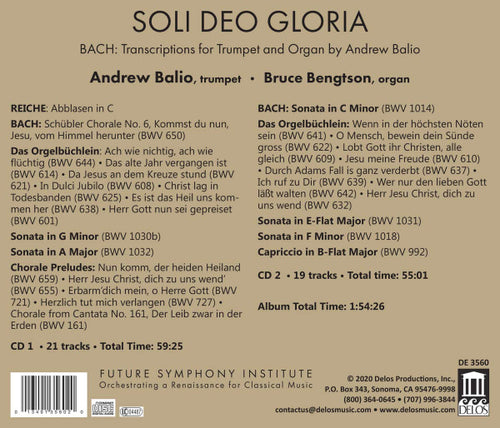 Bach*, Andrew Balio, Bruce Bengtson : Soli Deo Gloria (2xCD, Album)