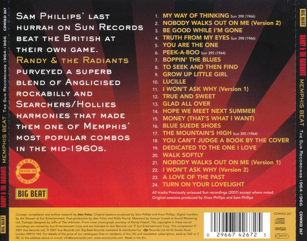 Randy & The Radiants : Memphis Beat - The Sun Recordings 1964-1966 (CD, Album, Comp)