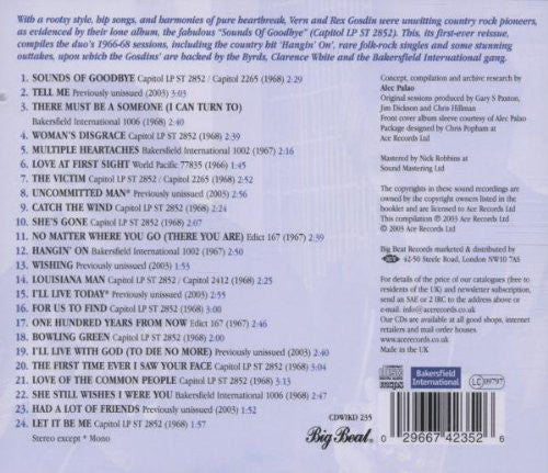 The Gosdin Brothers : Sounds Of Goodbye (CD, Album, Comp, Mono, RE, Son)