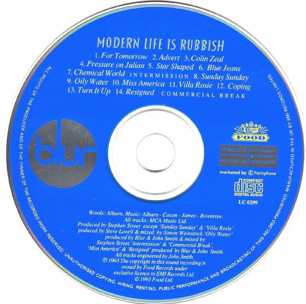 Blur : Modern Life Is Rubbish (CD, Album, Swi)