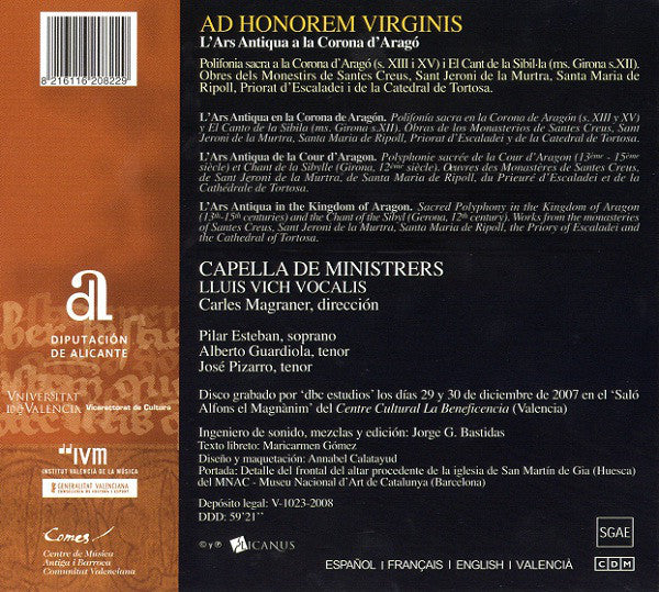 Capella De Ministrers  ·  Lluis Vich Vocalis : Ad Honorem Virginis (CD, Album, Dig)