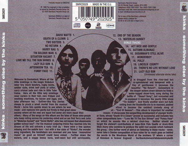 The Kinks : Something Else By The Kinks (CD, Album, Mono, RE, RM)
