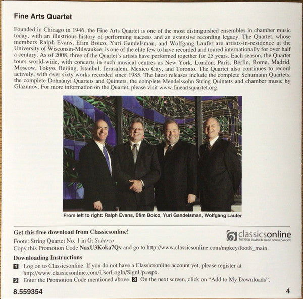 Philip Glass • Bernard Herrmann • George Antheil • Ralph Evans (2), The Fine Arts Quartet : Four American Quartets (CD, Album)