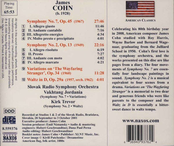 James Cohn, Slovak Radio Symphony Orchestra, Vakhtang Jordania, Kirk Trevor : Symphonies Nos. 2 And 7 (CD, Album)