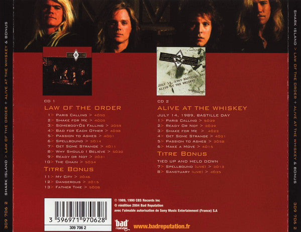 Shark Island : Law Of The Order + Alive At The Whiskey (2xCD, Album, Comp)