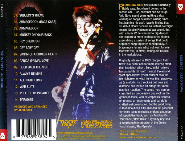 Aldo Nova : Subject (CD, Album, RE, RM)