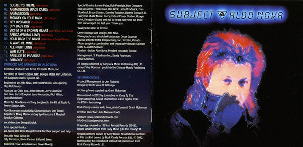 Aldo Nova : Subject (CD, Album, RE, RM)