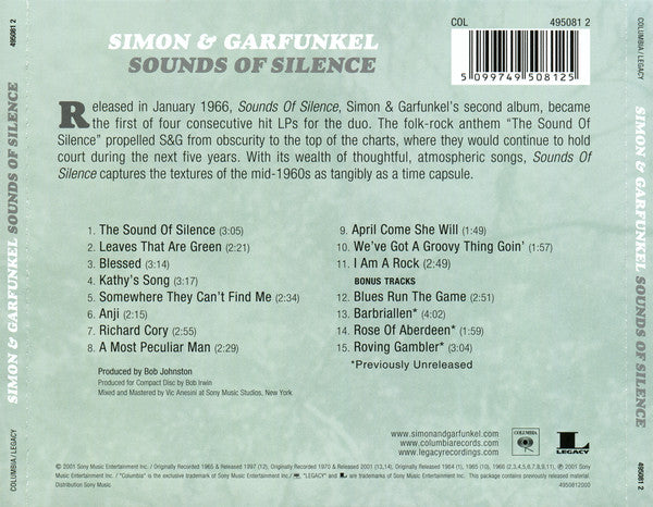 Simon & Garfunkel : Sounds Of Silence (CD, Album, RE)