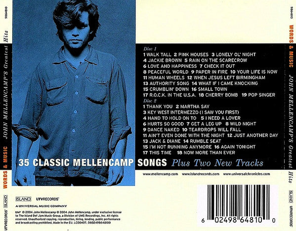 John Cougar Mellencamp : Words & Music (John Mellencamp's Greatest Hits) (2xCD, Comp, RM)