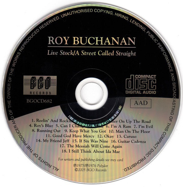 Roy Buchanan : Live Stock / A Street Called Straight (CD, Comp, RM)