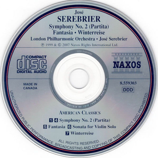 Jose Serebrier, London Philharmonic Orchestra, Gonzalo Acosta : Symphony No. 2 (Partita) / Fantasia / Winterreise / Violin Sonata (CD, Album, RE)