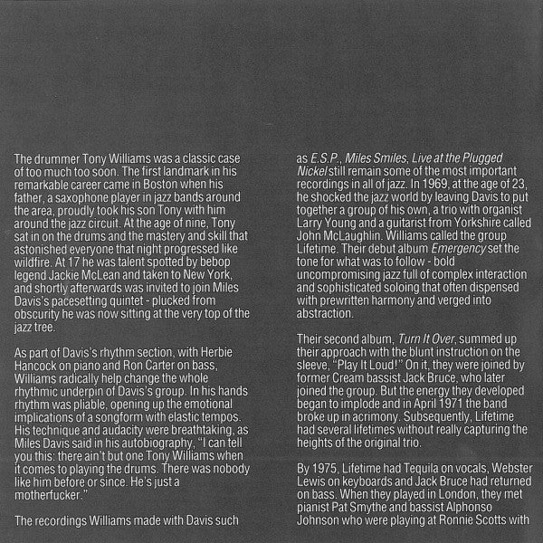 The New Tony Williams Lifetime : Believe It (CD, Album, RE)