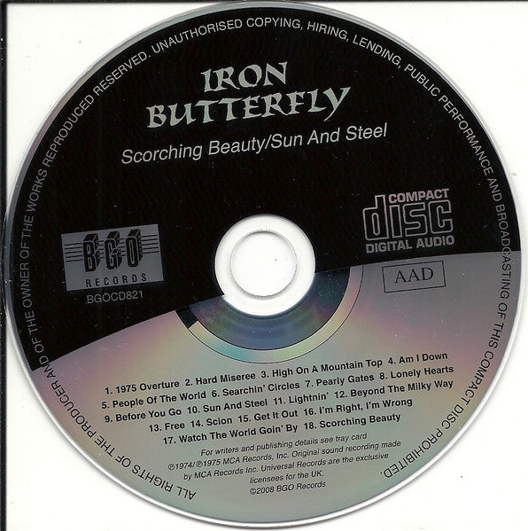Iron Butterfly : Scorching Beauty / Sun And Steel (CD, Album, Comp, RE, RM, Sli)