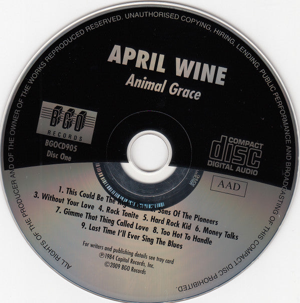 April Wine : Animal Grace / Walking Through Fire (CD, Album, RE, RM + CD, Album, RE, RM + Comp)