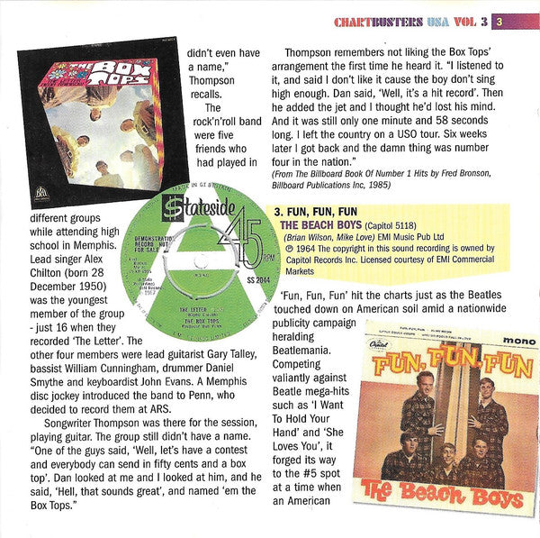Various : Chartbusters USA Volume 3 (CD, Comp)