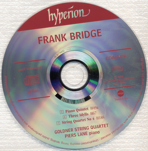 Frank Bridge - Goldner String Quartet, Piers Lane : Piano Quintet・String Quartet No 4・Three Idylls (CD, Album)