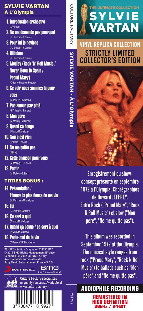 Sylvie Vartan : A L'Olympia (CD, Album, Ltd, RE, RM)