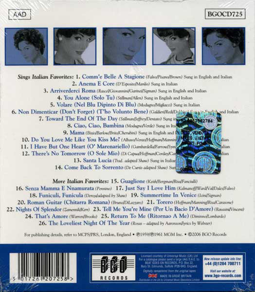 Connie Francis : Sings Italian Favorites / More Italian Favorites (CD, Comp, RM)