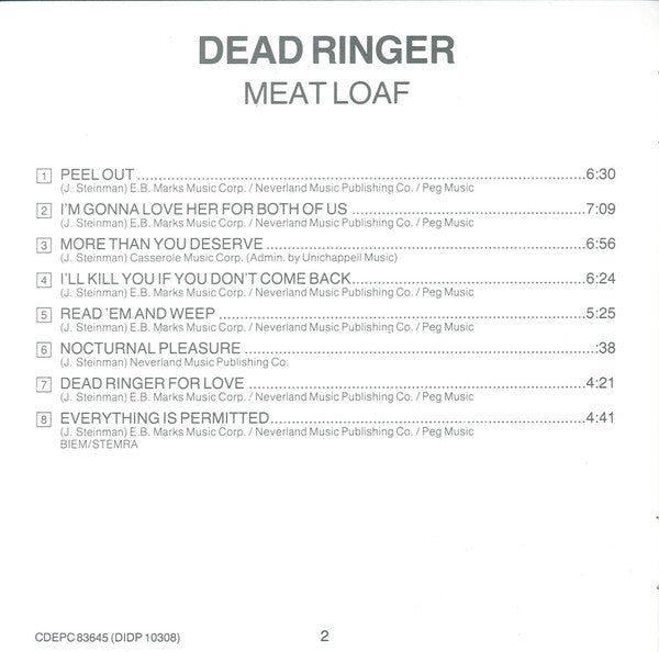 Meat Loaf : Dead Ringer (CD, Album, RE)