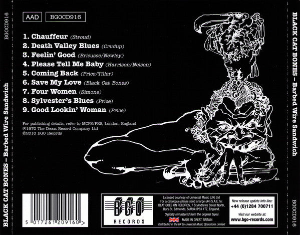 Black Cat Bones : Barbed Wire Sandwich (CD, Album, RE, RM)