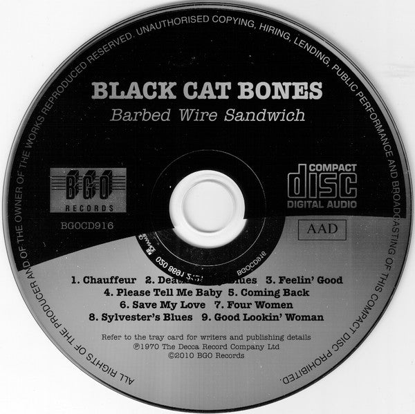 Black Cat Bones : Barbed Wire Sandwich (CD, Album, RE, RM)