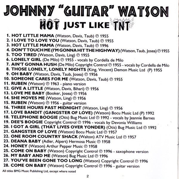 Johnny Guitar Watson : Hot Just Like TNT (The Best Of His Early Years) (CD, Comp)