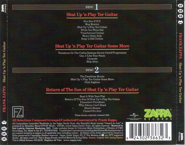 Frank Zappa : Shut Up 'N Play Yer Guitar (2xCD, Album, Comp, RE, RM)