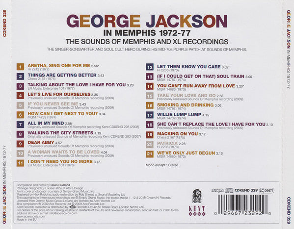 George Jackson (3) : In Memphis 1972-77 (CD, Comp, Mono, RM)
