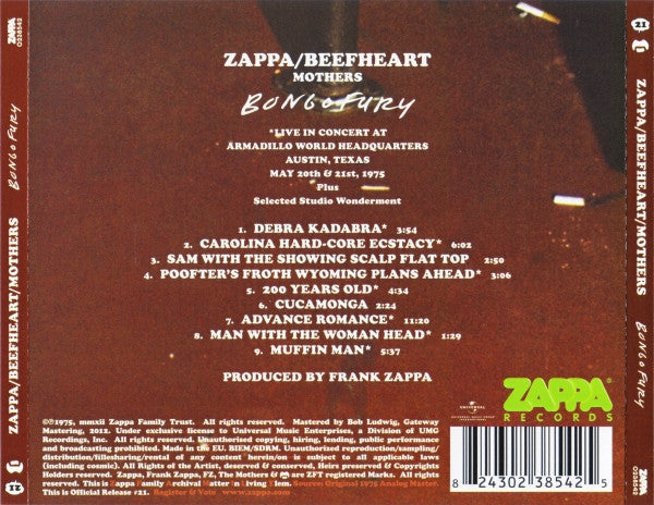 Frank Zappa / Captain Beefheart / The Mothers : Bongo Fury (CD, Album, RE, RM, EDC)