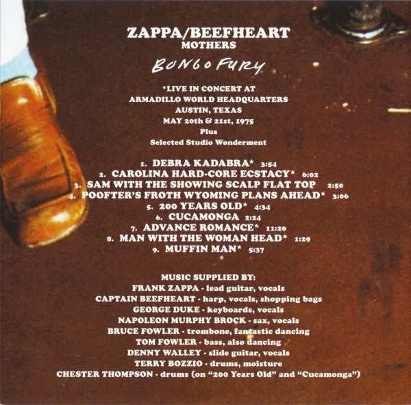 Frank Zappa / Captain Beefheart / The Mothers : Bongo Fury (CD, Album, RE, RM, EDC)