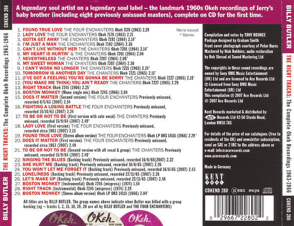 Billy Butler : The Right Tracks The Complete Okeh Recordings 1963-1966 (CD, Comp, RM)