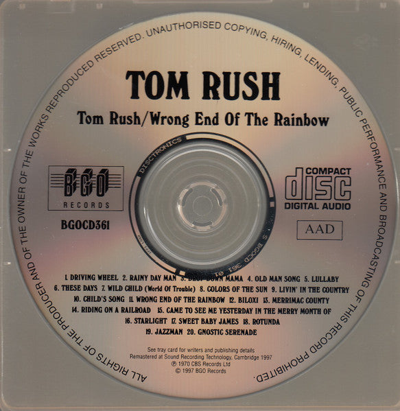 Tom Rush : Tom Rush / Wrong End Of The Rainbow (CD, Comp, RE, Sou)