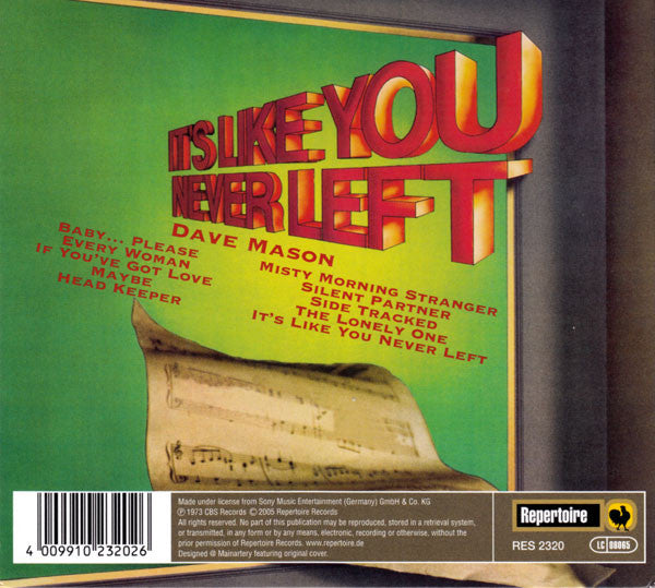 Dave Mason : It's Like You Never Left (CD, Album, RE)